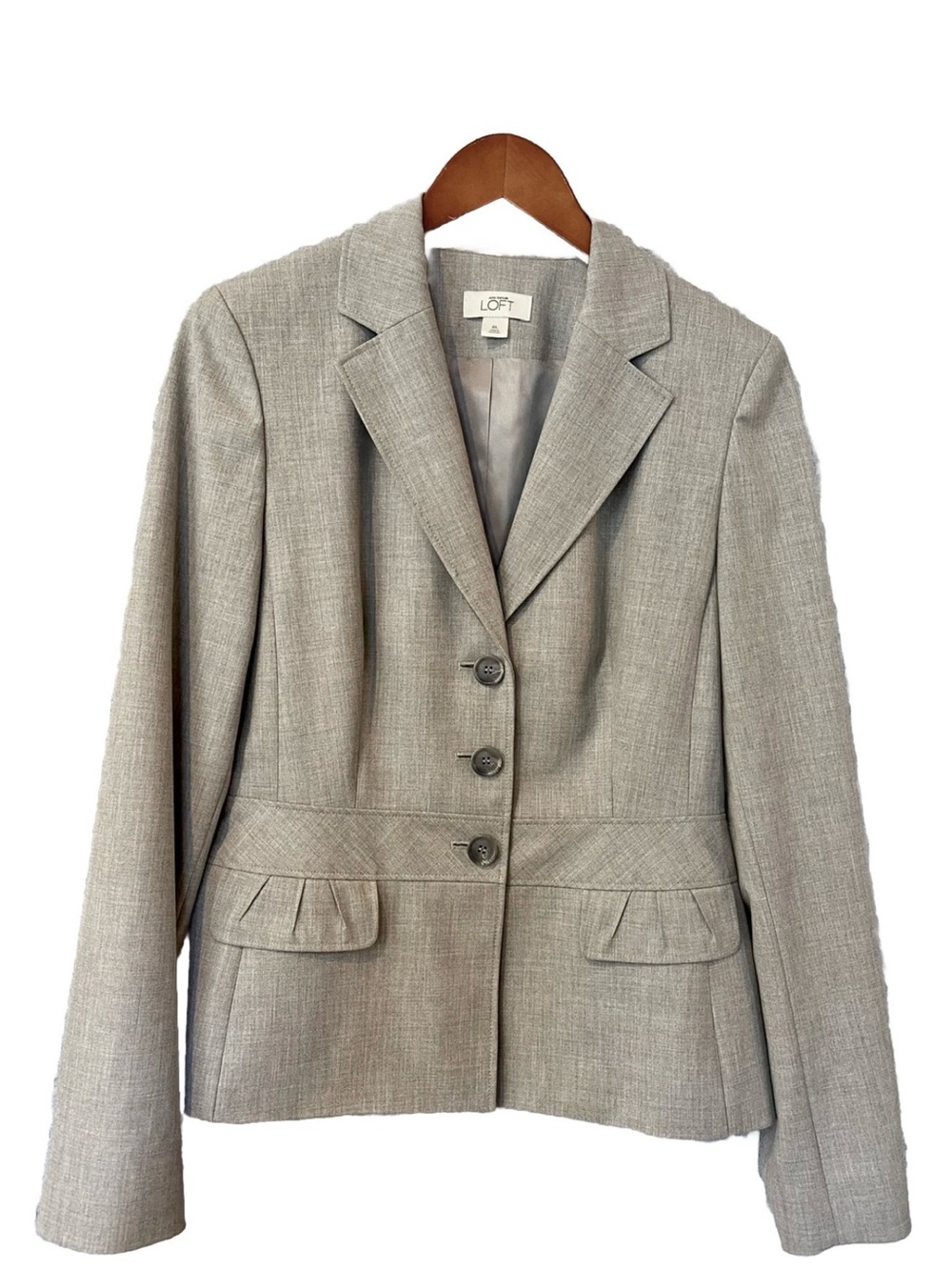 Ann Taylor Loft Blazer Jacket Size 6L Light Gray Lined 3 Buttons